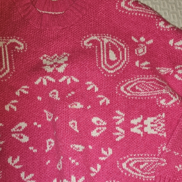 American Eagle Outfitters Bandana Oversized Pink Paisley Sweater Xs Women NEW - Picture 3 of 7